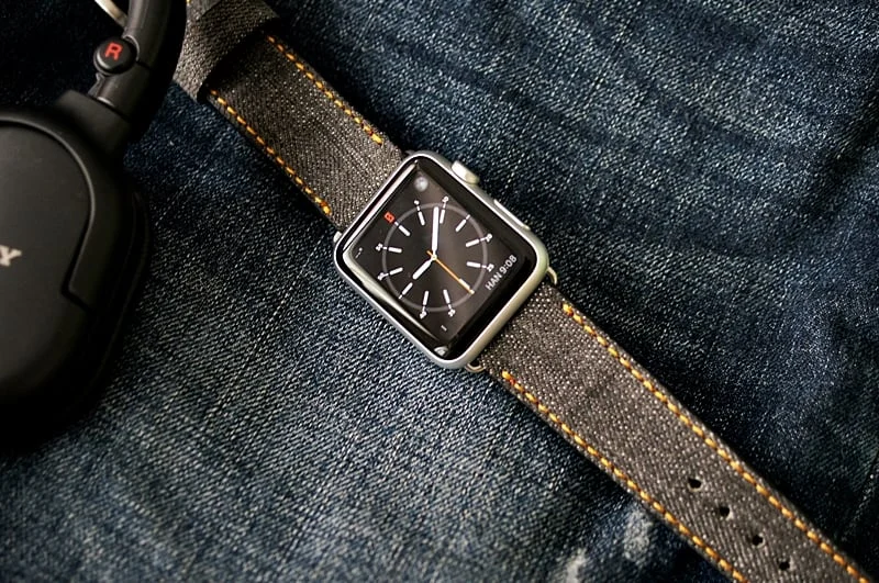 Handmade Jean Denim Strap incl. Lugs Adapter for Apple Watch (or Apple Watch Sport) 42mm or 38mm – image 4